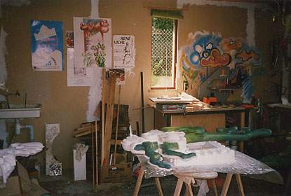 Mourenx (premier atelier) - 1987 - Ralisation de "La soeur jumelle du banc"