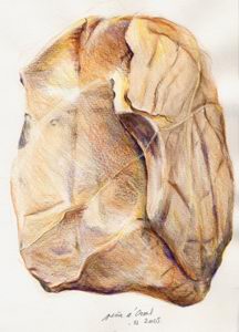 Pea Oroel (pierre sommitale) - nov. 2005 - croquis (crayons de couleurs)
