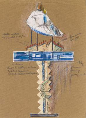 Vignemale - croquis (crayons de couleurs, collage)