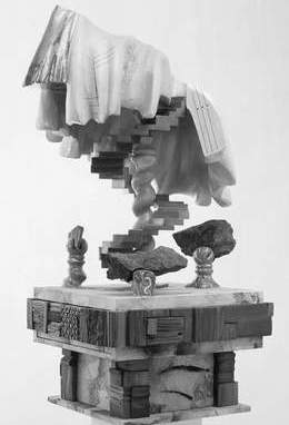Ren Vidal : La Table des Trois Rois, sculpture bois peint.